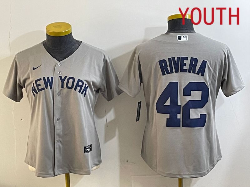 Youth New York Yankees #42 Rivra grey 2024 Nike MLB jersey 20241120->youth mlb jersey->Youth Jersey